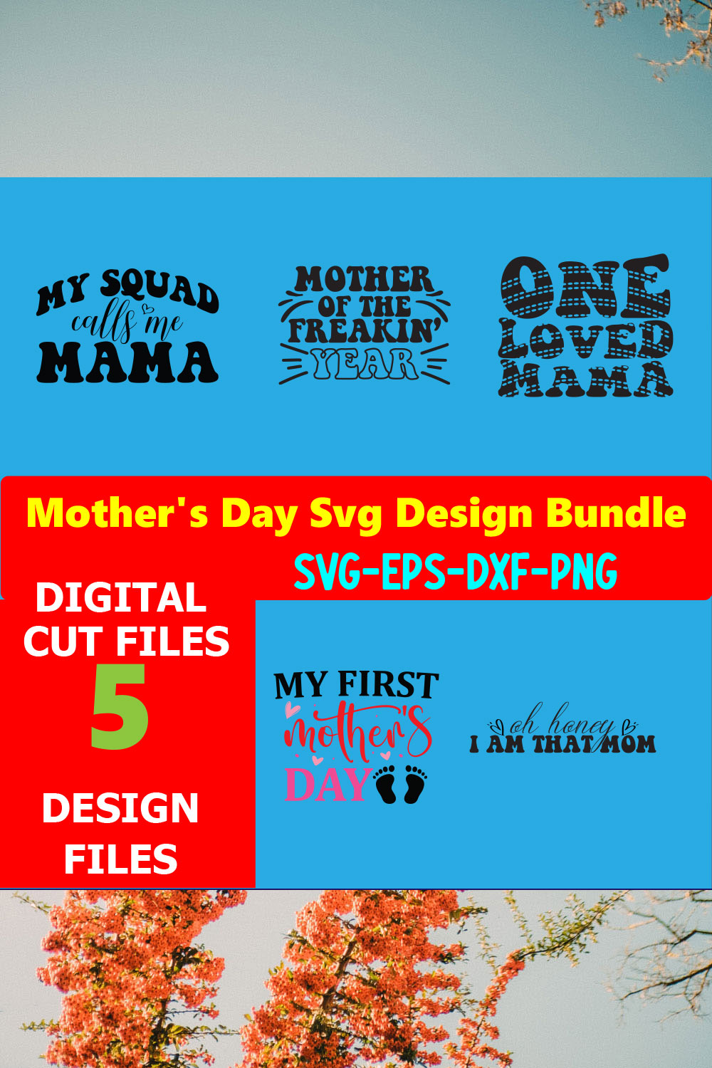 Mom SVG T-shirt Design Bundle Volume-19 pinterest preview image.