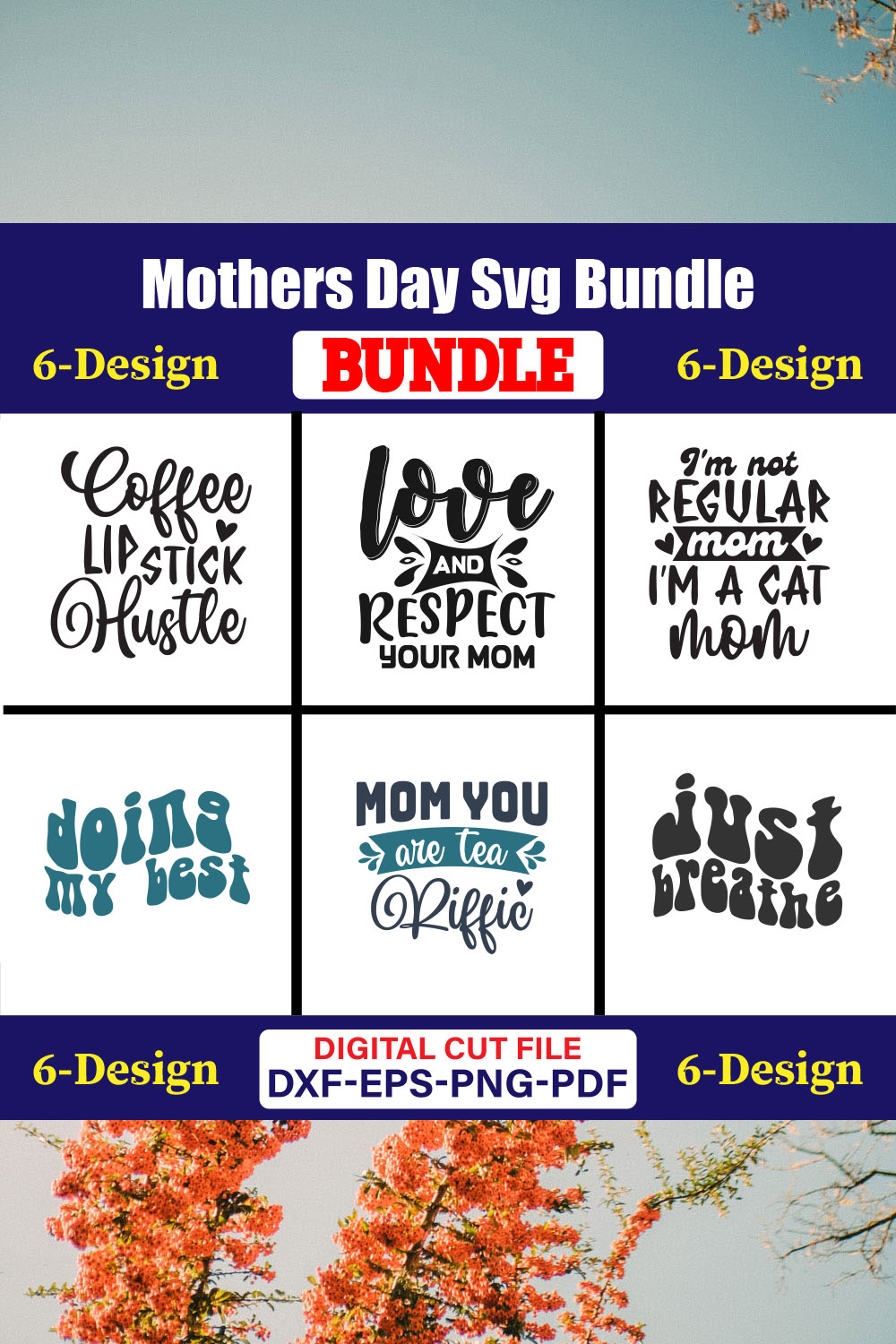 Mothers Day SVG Bundle, Mom life svg, Mama svg, Funny Mom Svg, Blessed mama svg, Mom of boys girls svg-Vol-134 pinterest preview image.