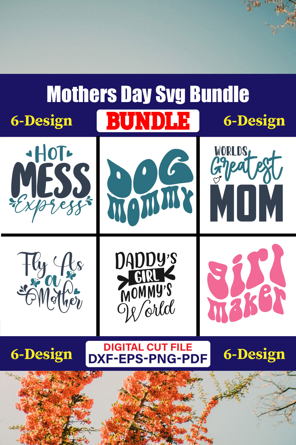 Mothers Day SVG Bundle, Mom life svg, Mama svg, Funny Mom Svg, Blessed mama svg, Mom of boys girls svg-Vol-97 pinterest preview image.