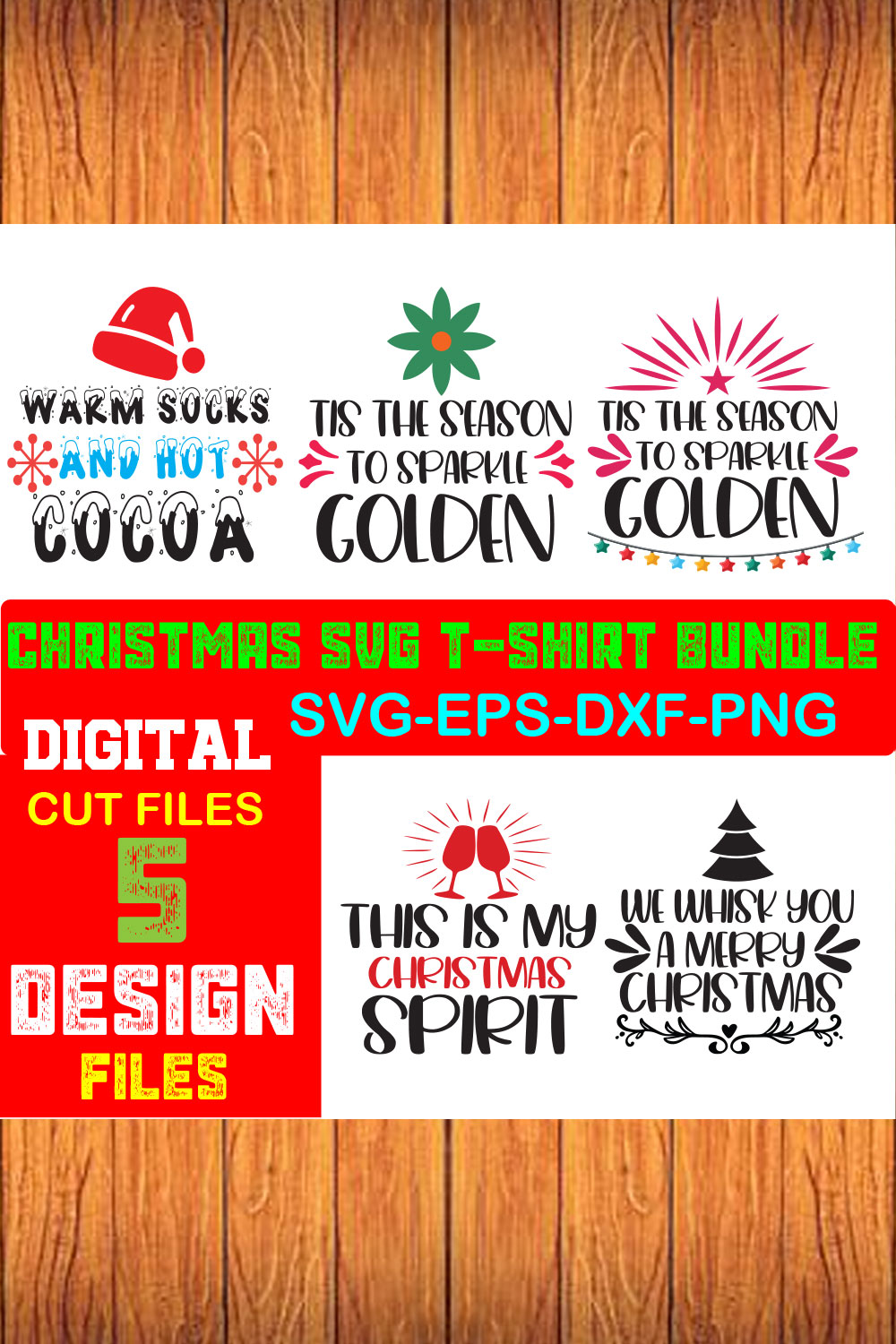 Christmas SVG T-shirt Bundle Volume-01 pinterest preview image.