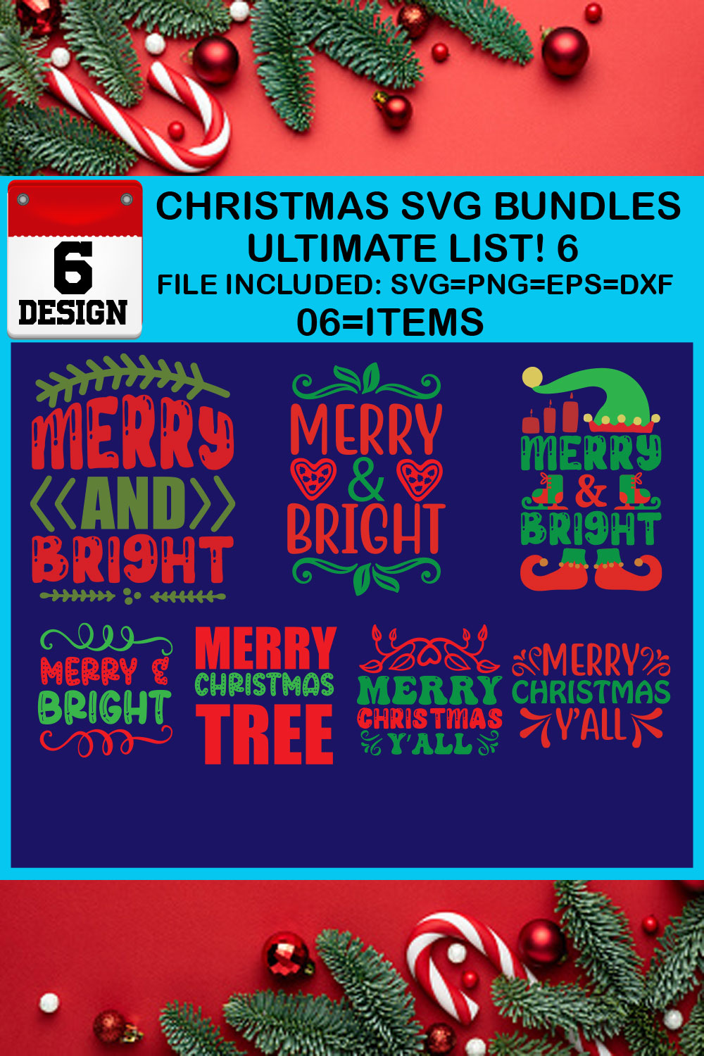 Free Ultimate List! 7 Christmas SVG Bundles pinterest preview image.