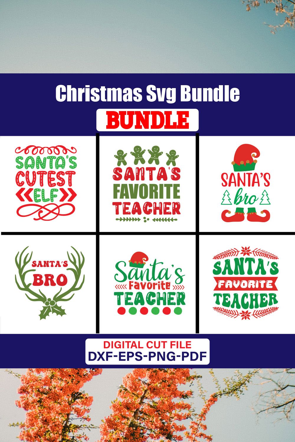 Christmas T-shirt Design Bundle Vol-70 pinterest preview image.