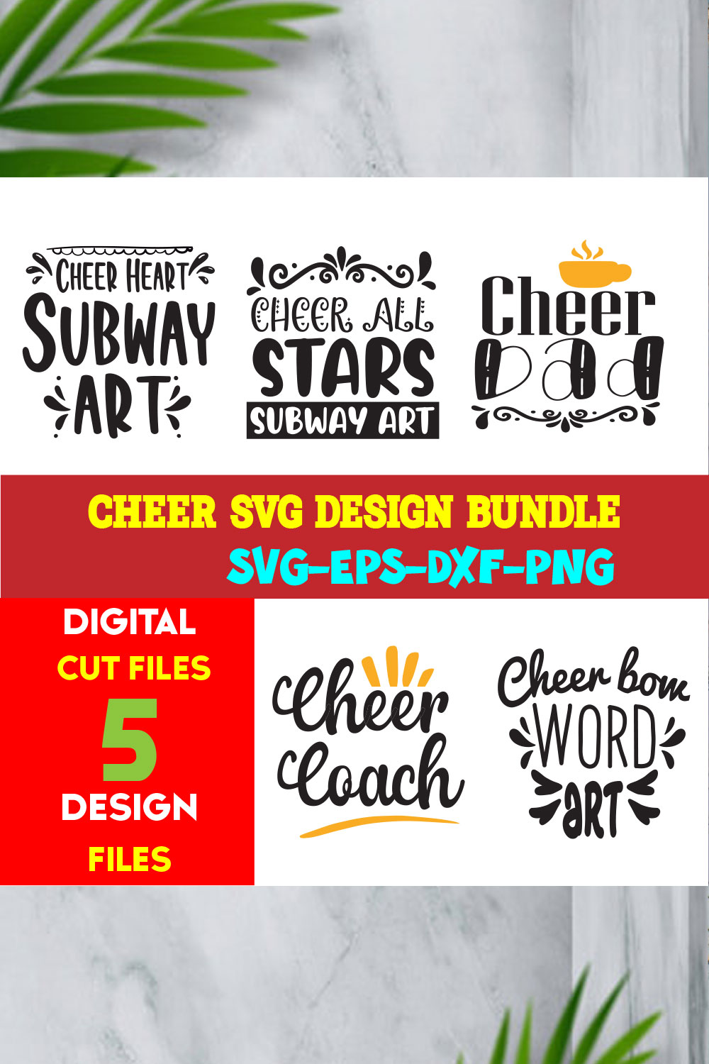 Cheer T-shirt Design Bundle Volume- 01 pinterest preview image.