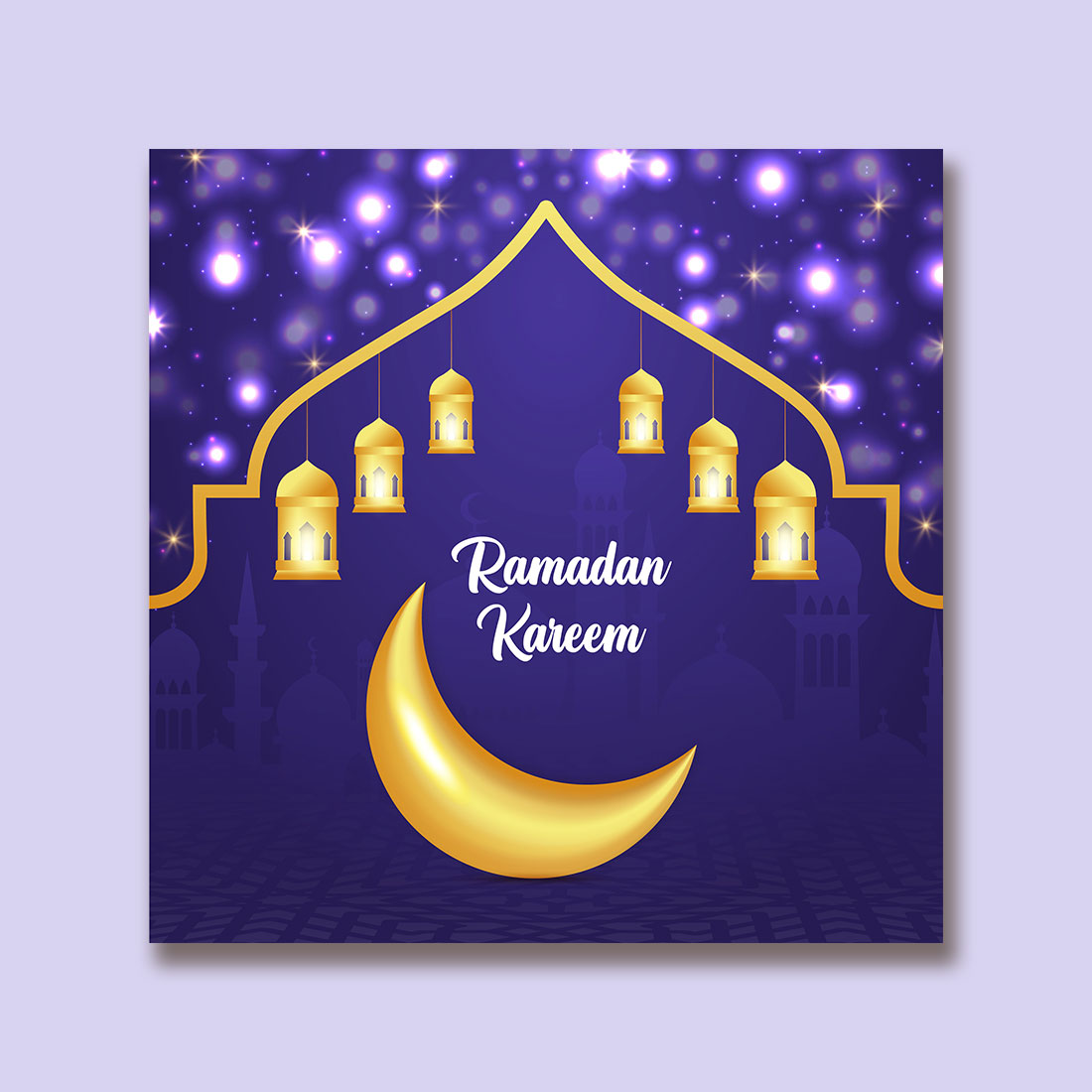 Ramadan Kareem greeting card with Islamic background preview image.