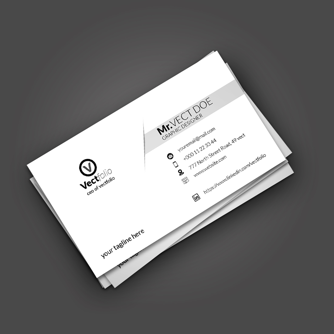 White Creative Business Card Template preview image.
