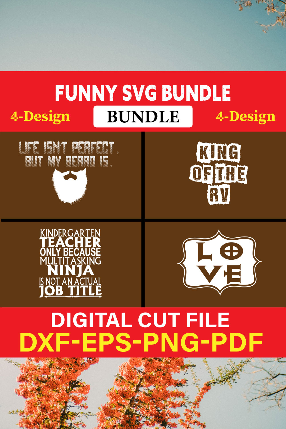 Funny SVG T-shirt Design Bundle Vol-45 pinterest preview image.