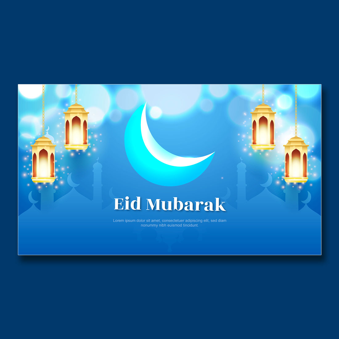Eid Mubarak and eid ul fitr web banner template preview image.