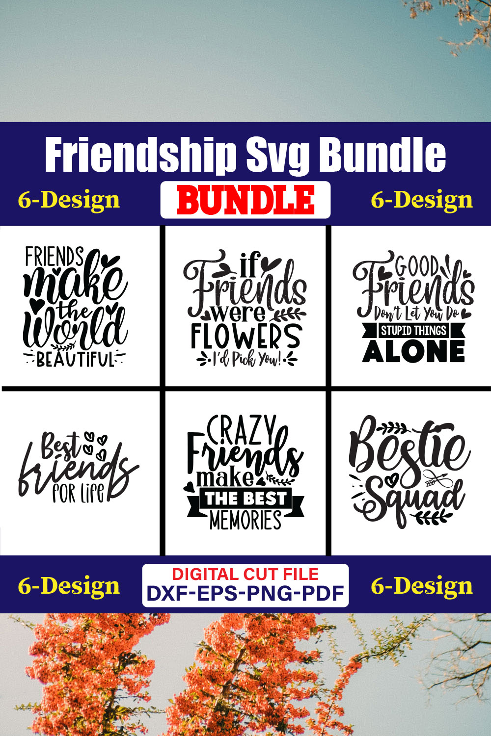 Friendship SVG T-shirt Design Bundle Vol-01 pinterest preview image.