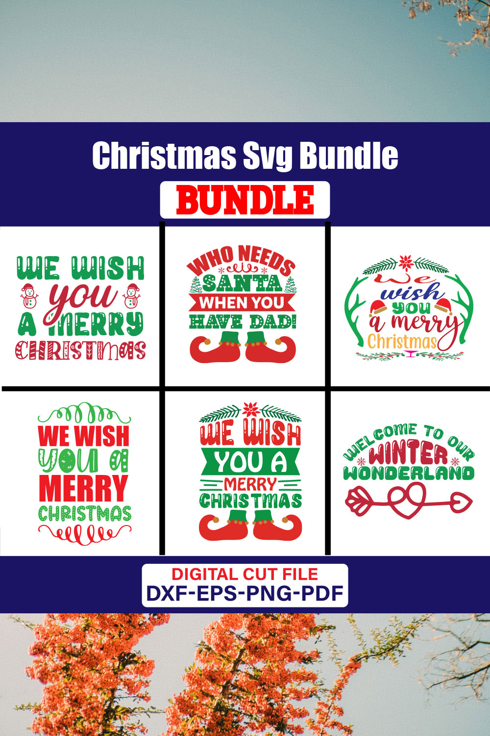 Christmas T-shirt Design Bundle Vol-83 pinterest preview image.