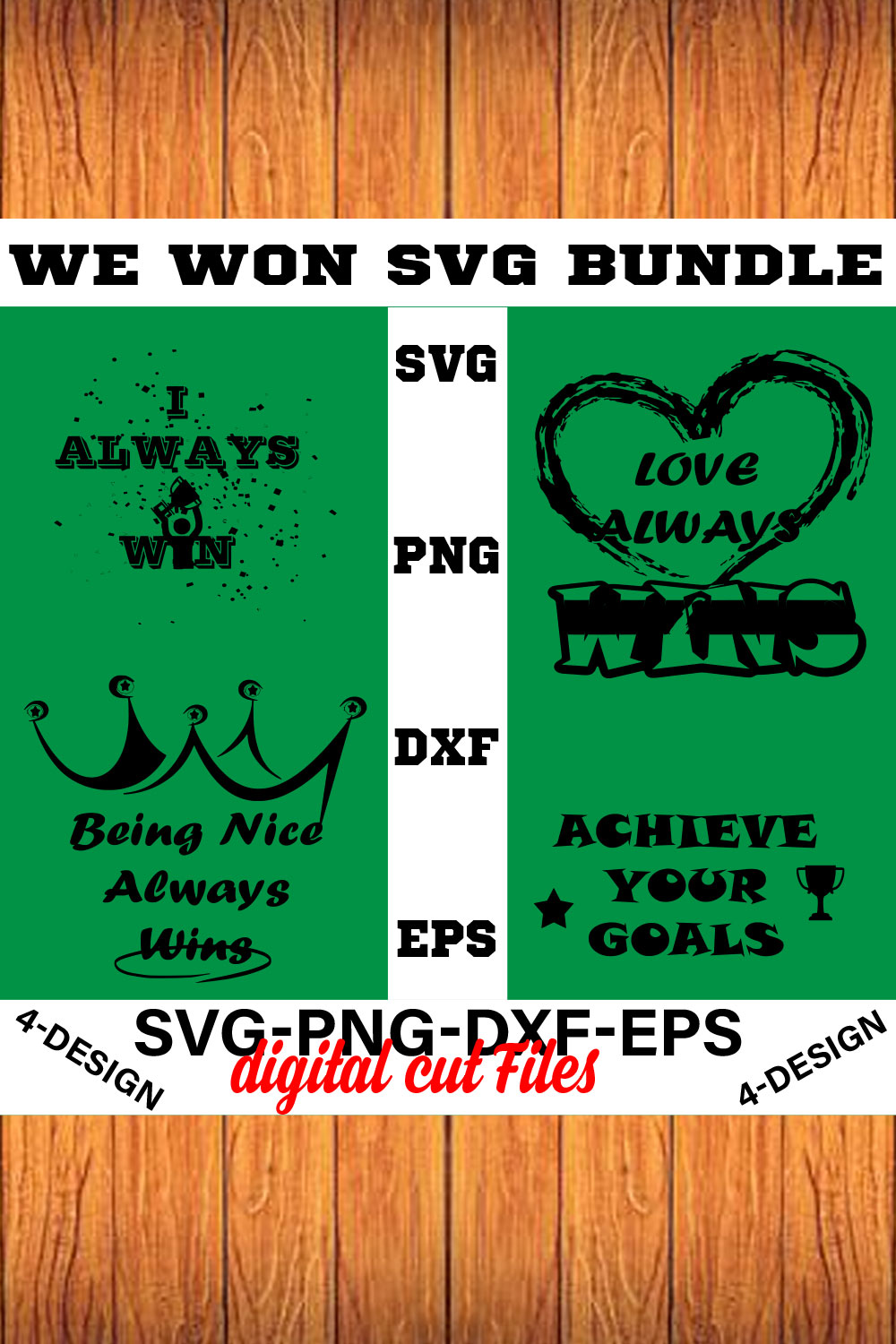 We Won SVG T-shirt Design Bundle Volume-10 pinterest preview image.