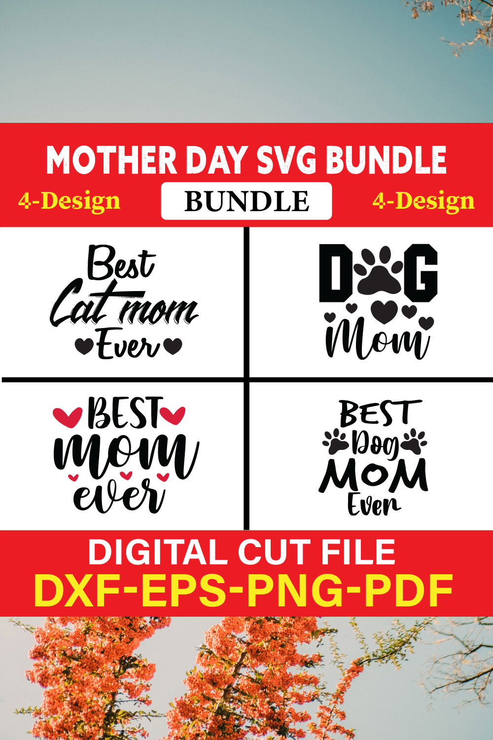 Mothers Day T-shirt Design Bundle Vol-30 pinterest preview image.