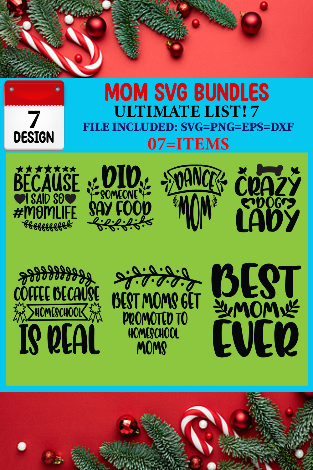 Mom SVG 07 T-shirt Design Bundle pinterest preview image.