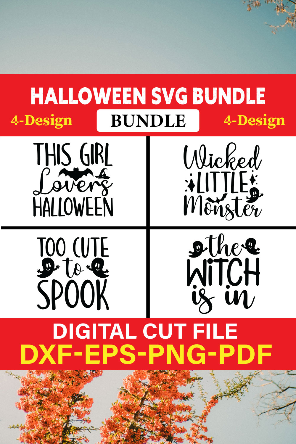 Halloween T-shirt Design Bundle Vol-4 pinterest preview image.