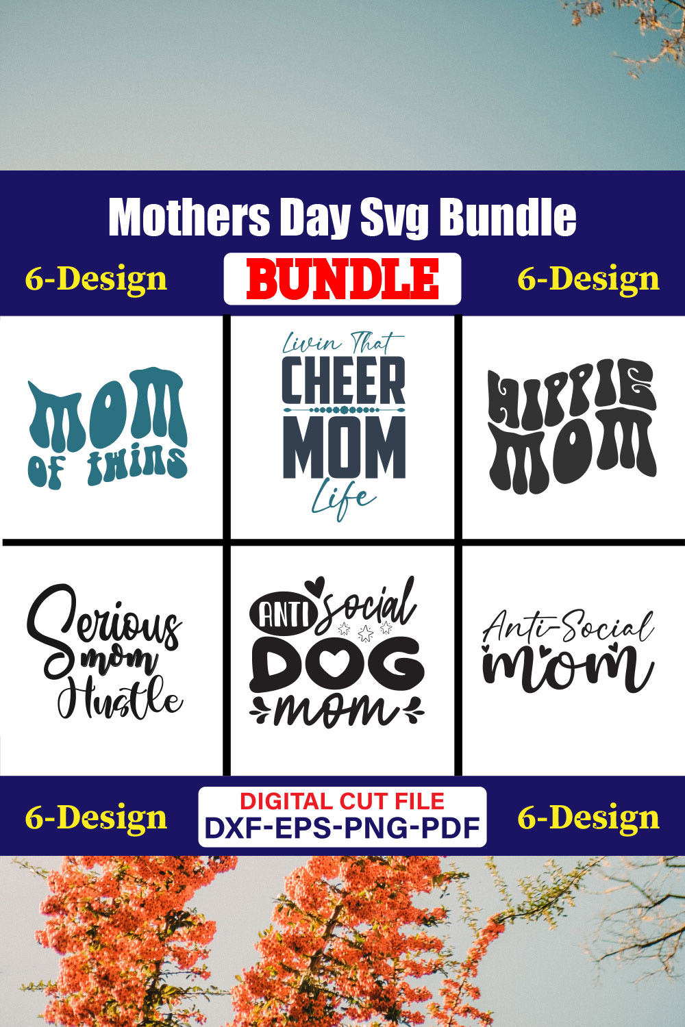 Mothers Day SVG Bundle, Mom life svg, Mama svg, Funny Mom Svg, Blessed mama svg, Mom of boys girls svg-Vol-92 pinterest preview image.