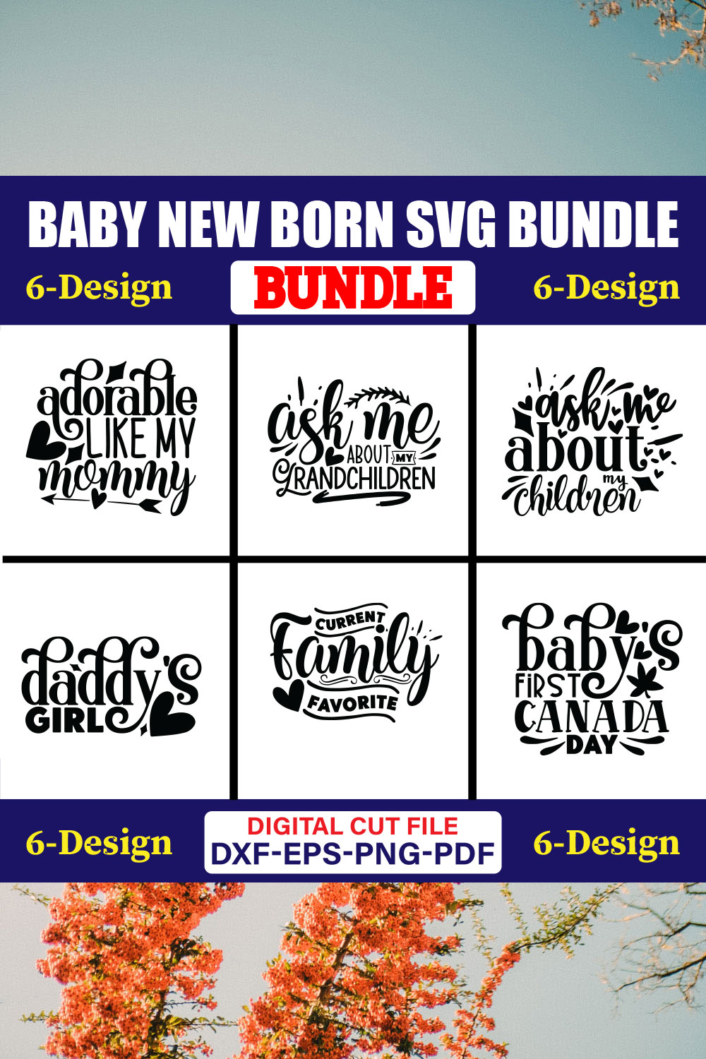 Baby New Born SVG T-shirt Design Bundle Vol-01 pinterest preview image.