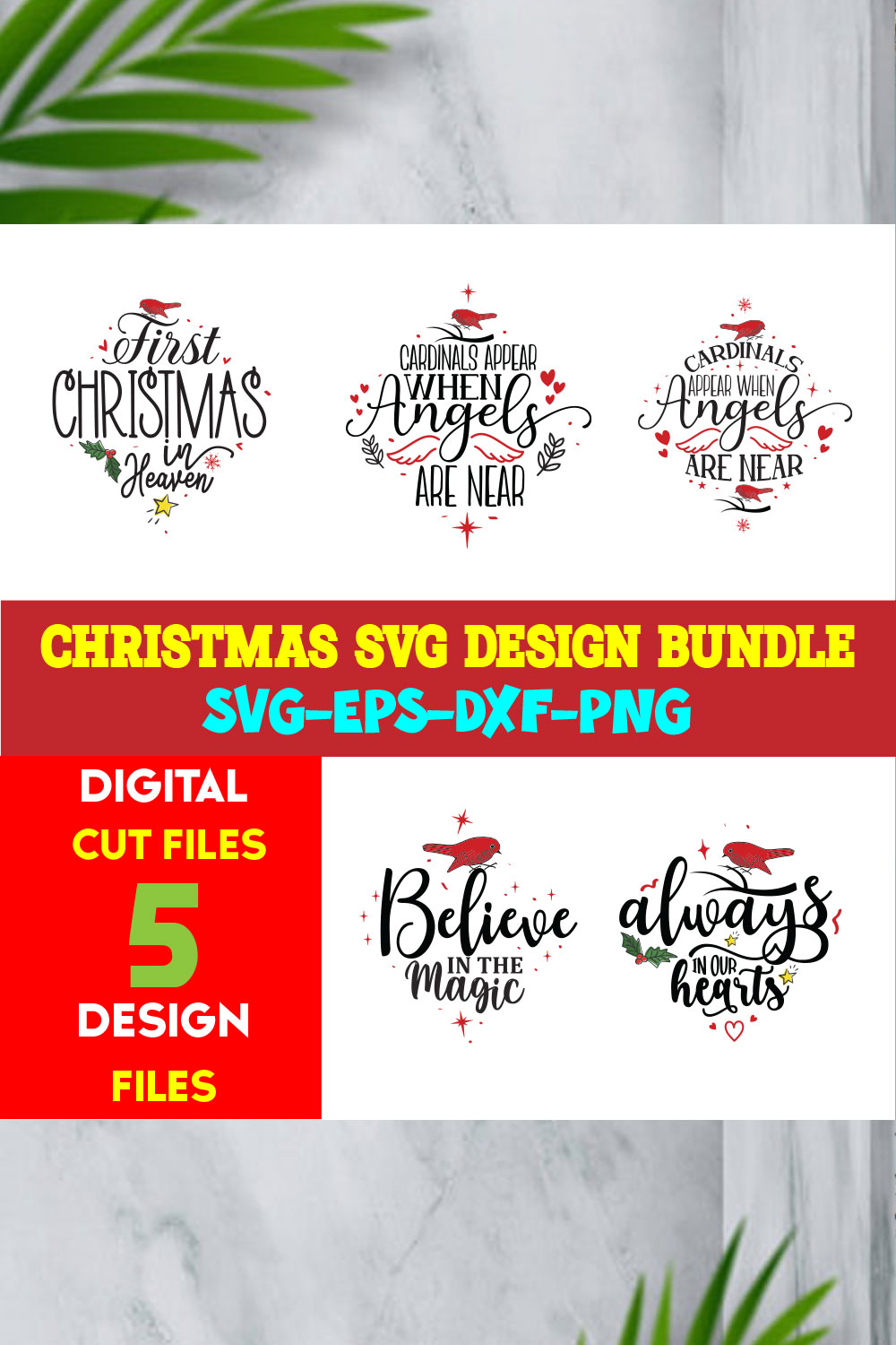 Christmas T-shirt Design SVG Bundle Free Volume-53 pinterest preview image.