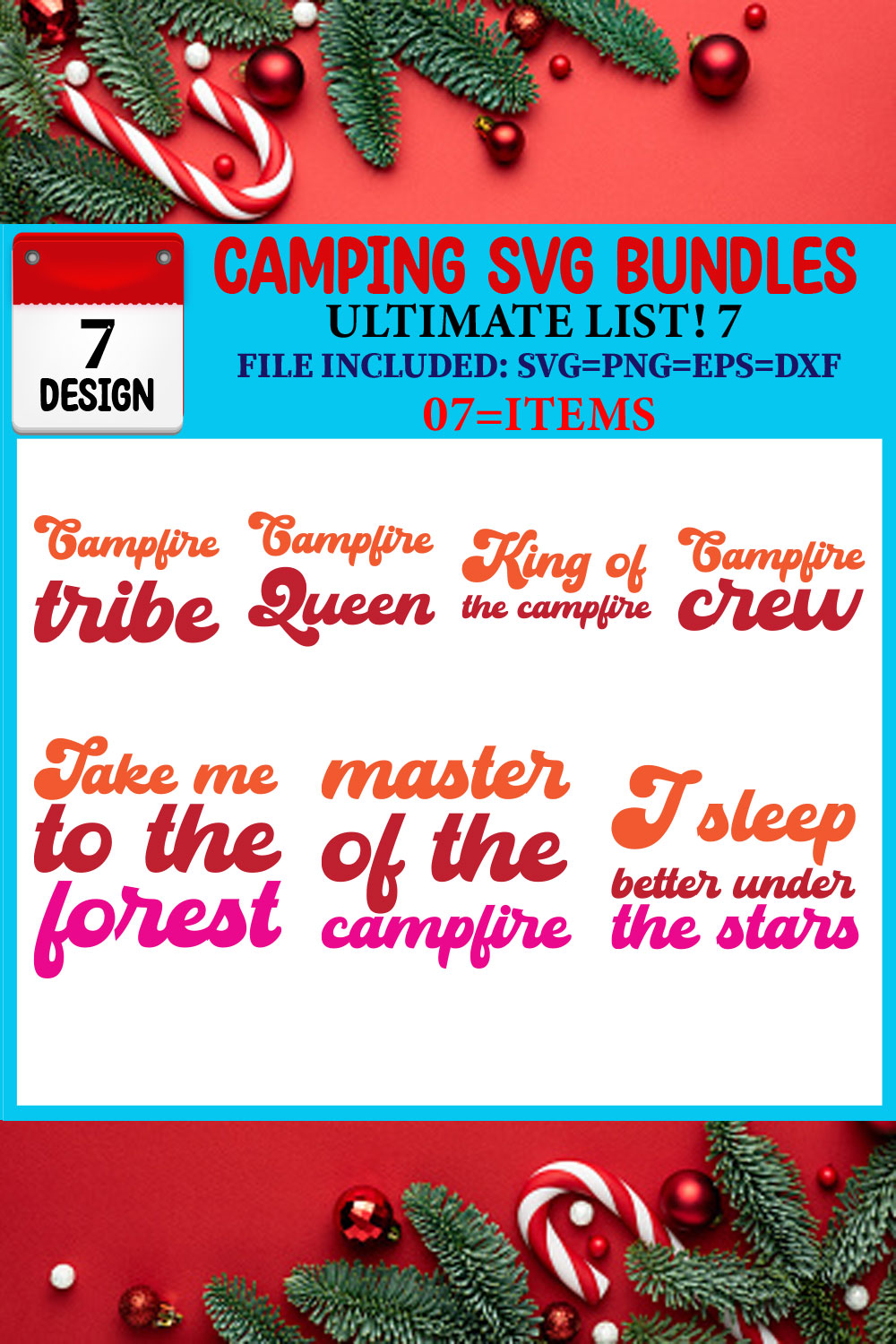 Camping SVG 07 T-shirt Design Bundle pinterest preview image.