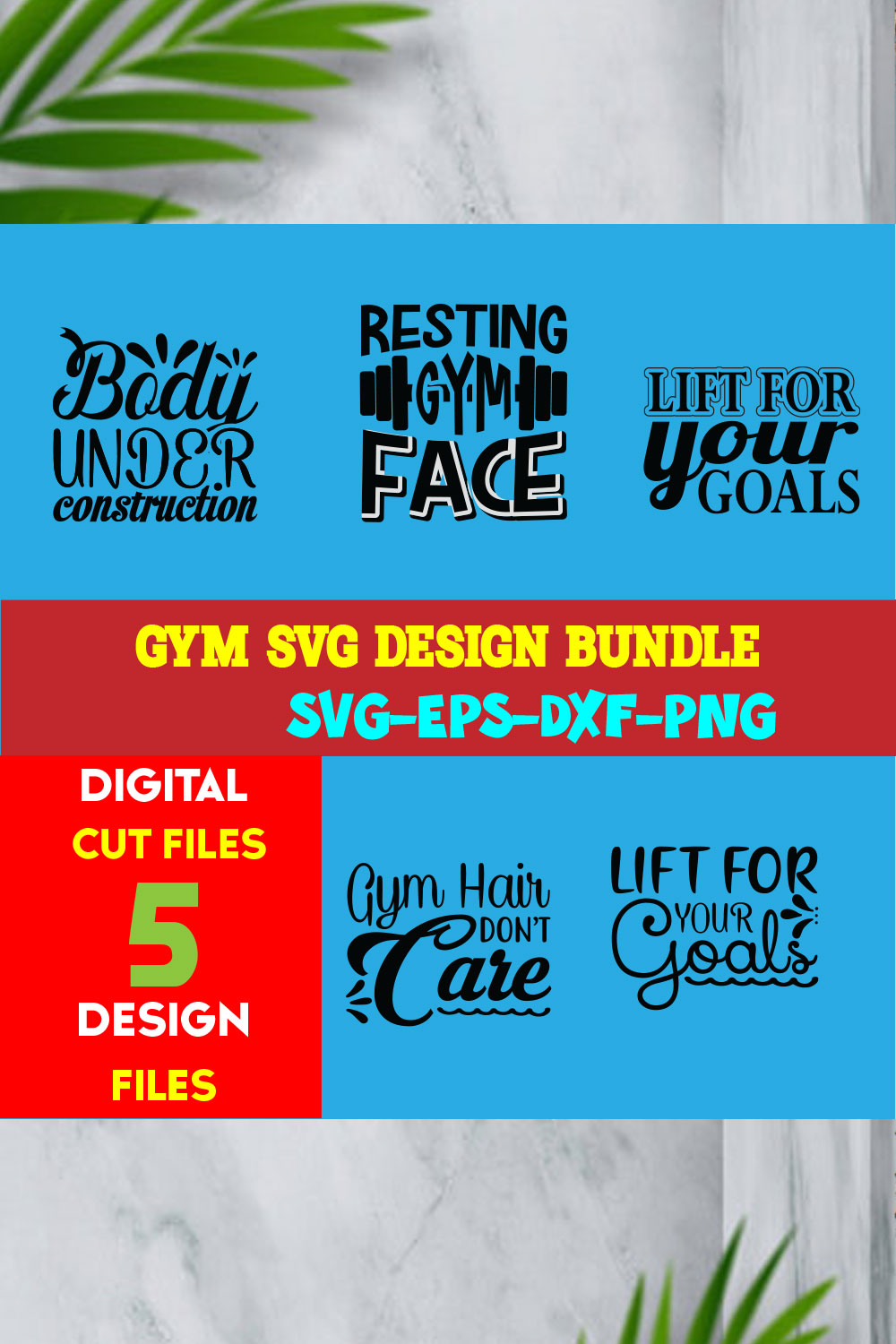 Gym T-shirt Design Bundle Volume-04 pinterest preview image.