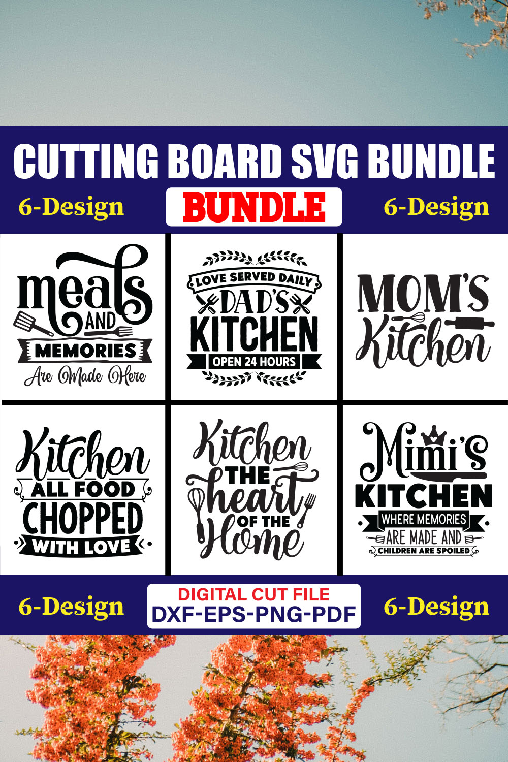 Cutting Board SVG T-shirt Design Bundle Vol-11 pinterest preview image.