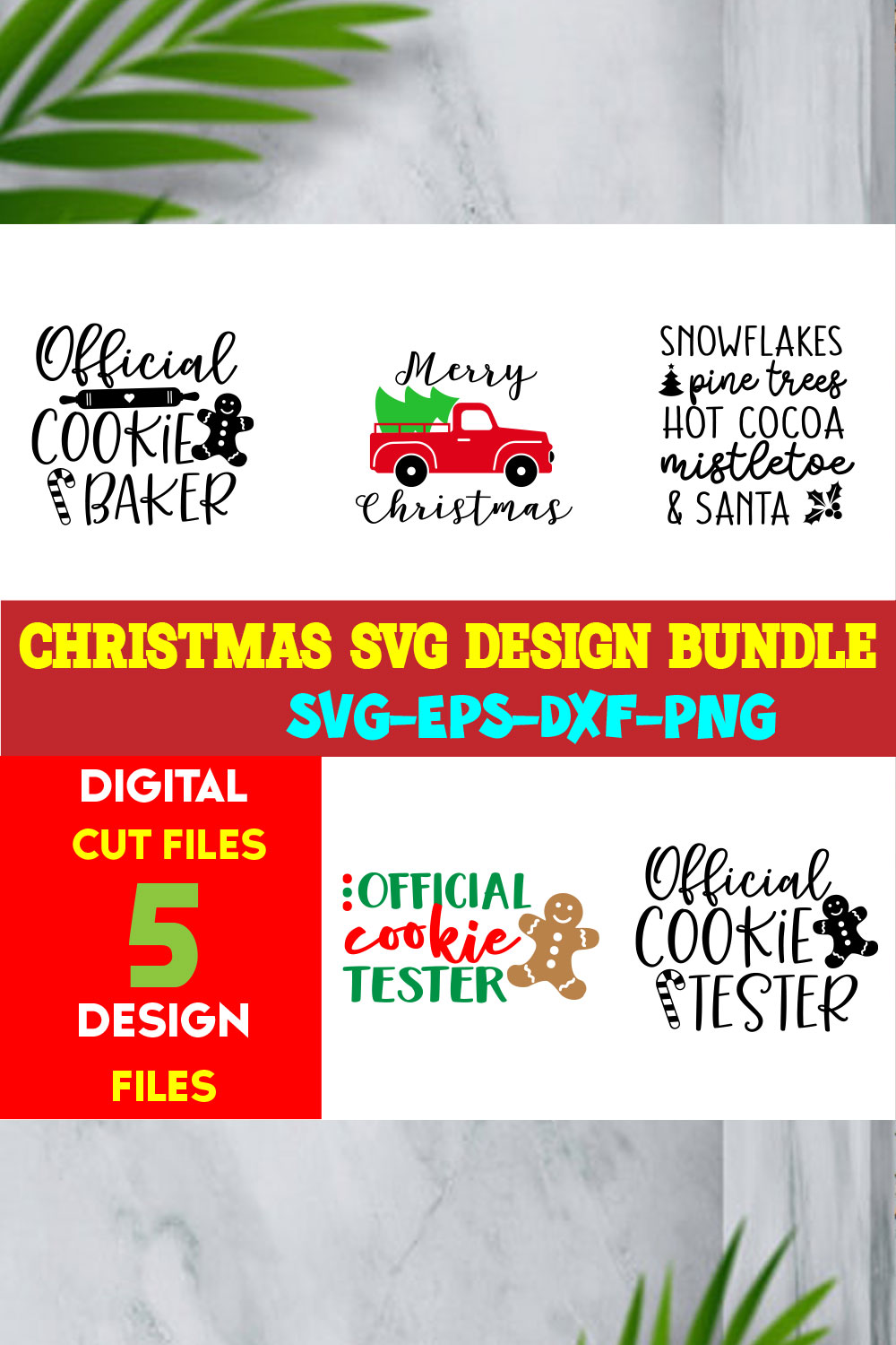 Christmas T-shirt Design SVG Bundle Free Volume-45 pinterest preview image.