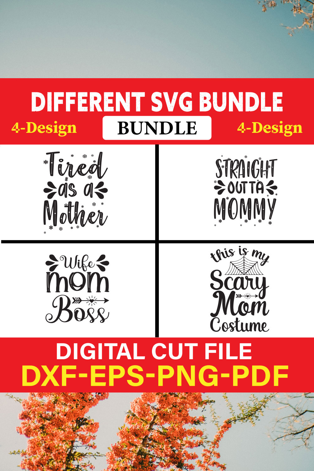 Different T-shirt Design Bundle Vol-3 pinterest preview image.