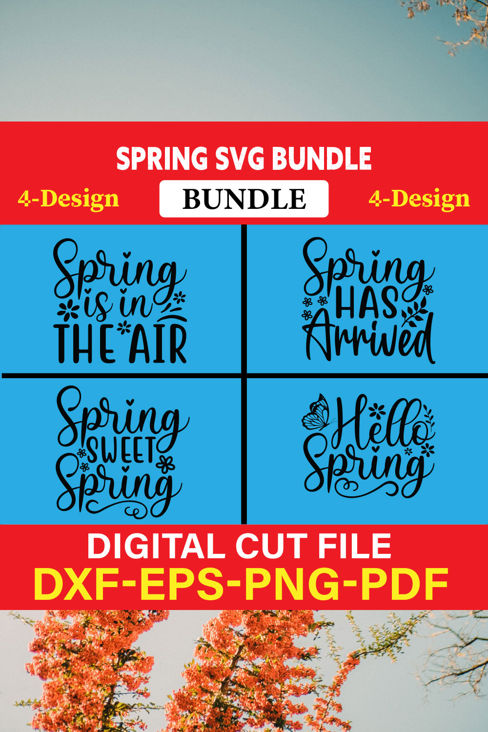 Spring T-shirt Design Bundle Vol-7 pinterest preview image.