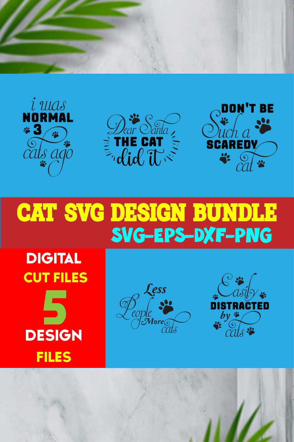 Cat T-shirt Design Bundle Volume-14 pinterest preview image.