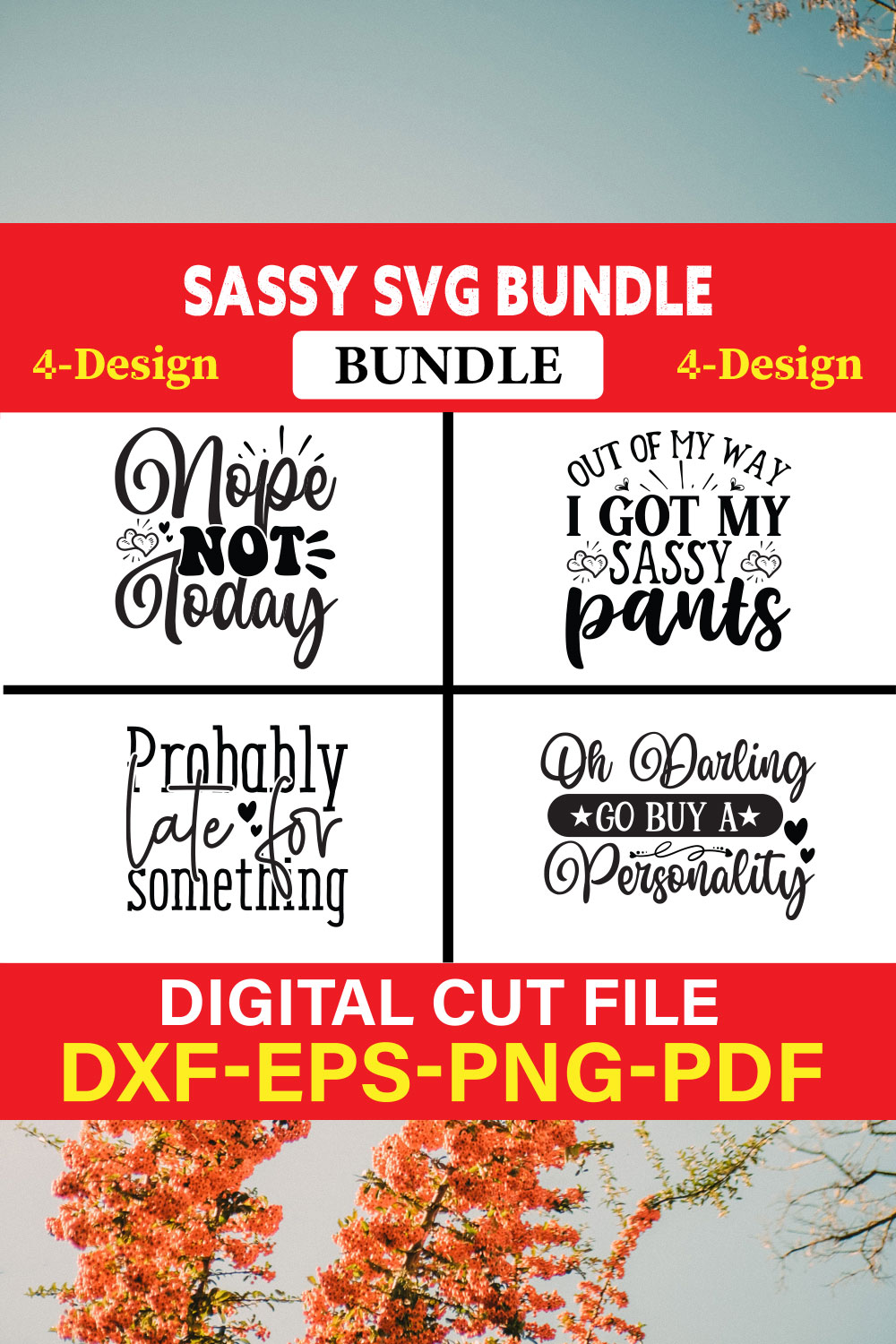 Sassy T-shirt Design Bundle Vol-2 pinterest preview image.