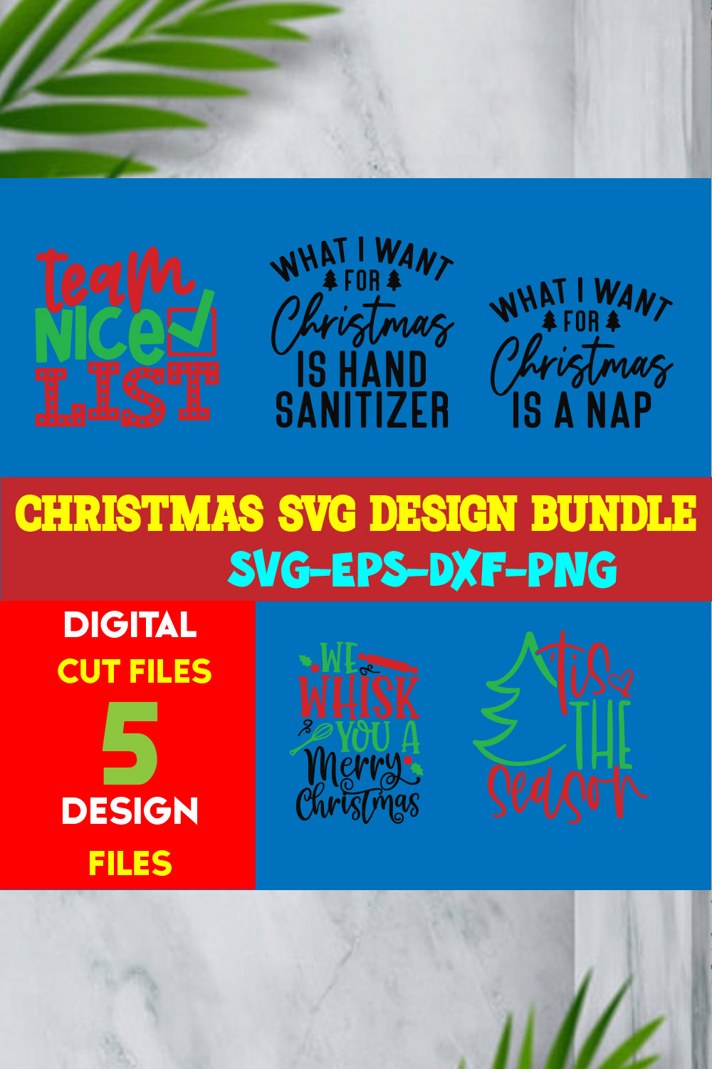 Christmas T-shirt Design SVG Bundle Free Volume-52 pinterest preview image.