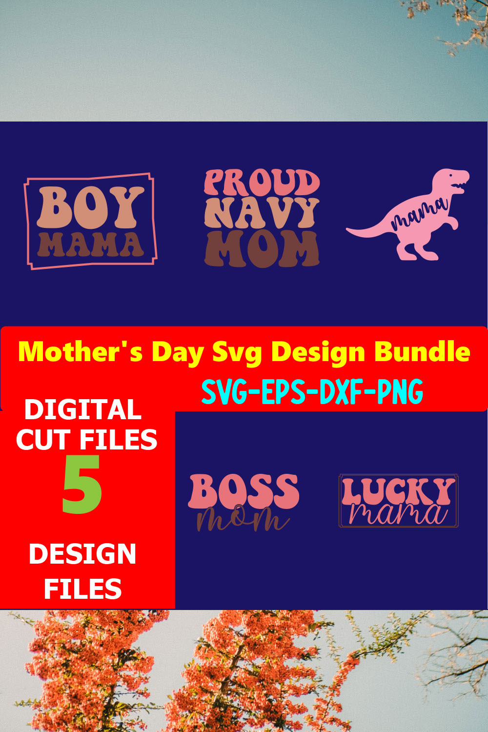 Mom SVG T-shirt Design Bundle Volume-10 pinterest preview image.