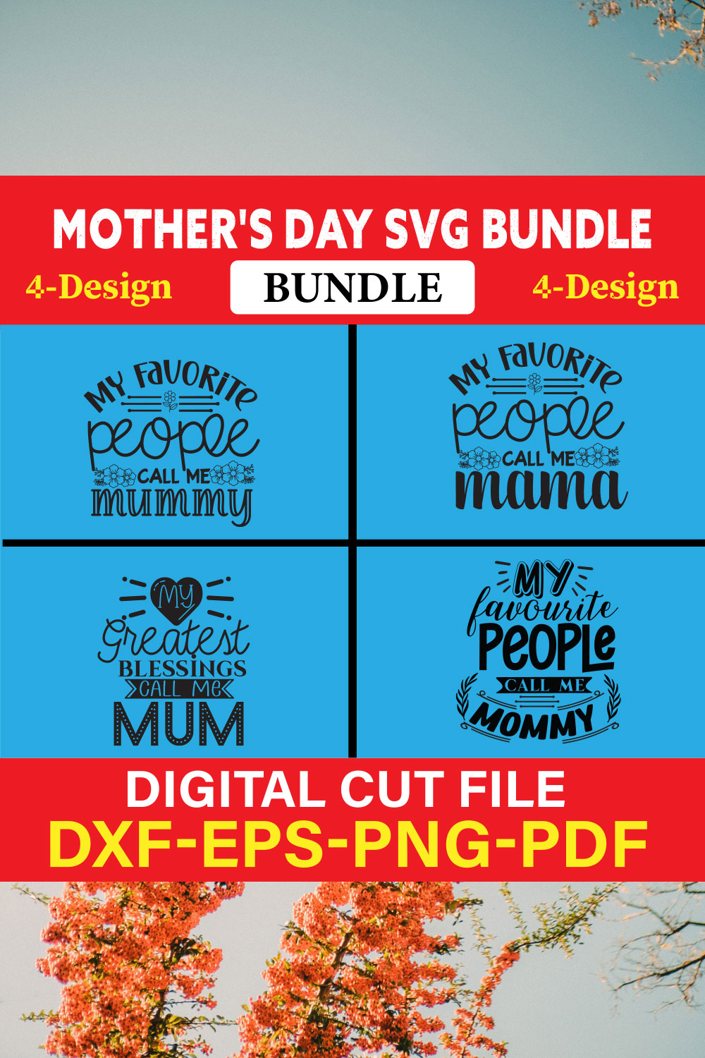 Mother's Day SVG T-shirt Design Bundle Vol-40 pinterest preview image.