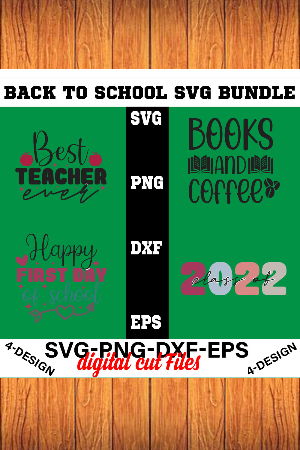 Back to School Svg T-shirt Design Bundle Volume-04 pinterest preview image.