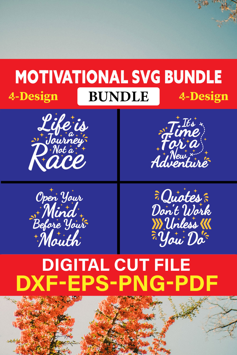 Motivational T-shirt Design Bundle Vol-2 pinterest preview image.