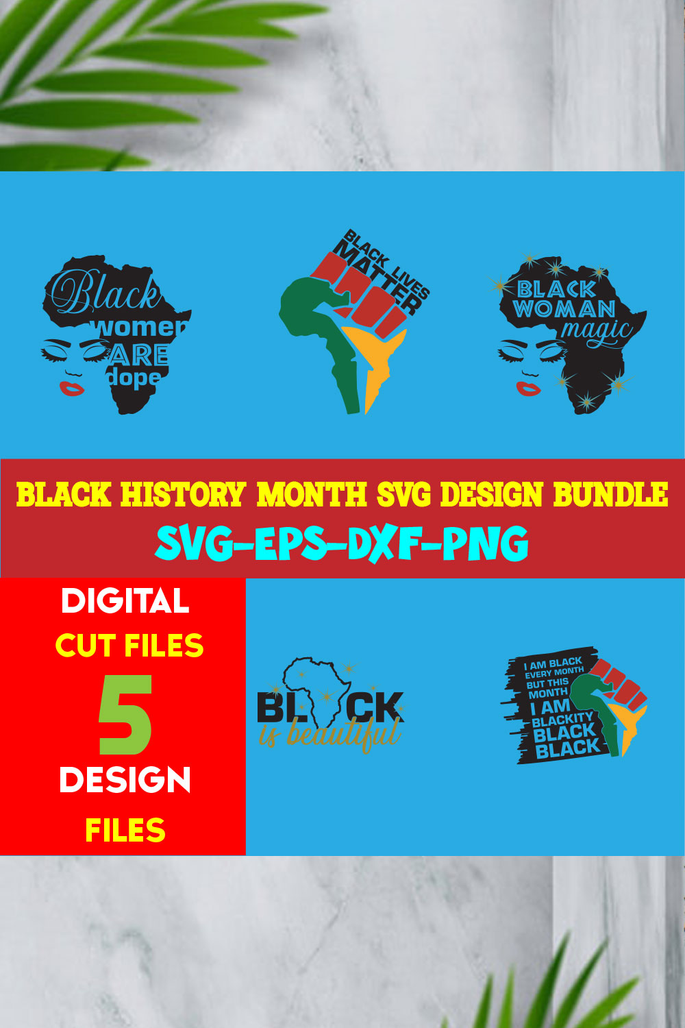 Black History Month T-shirt Design Bundle Volume-02 pinterest preview image.