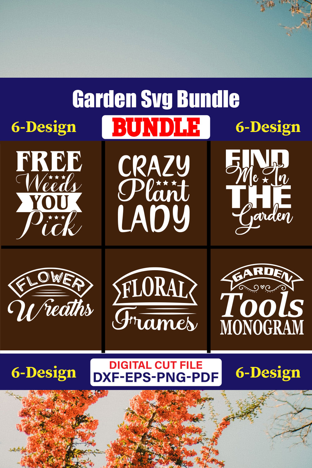 Garden T-shirt Design Bundle Vol-02 pinterest preview image.