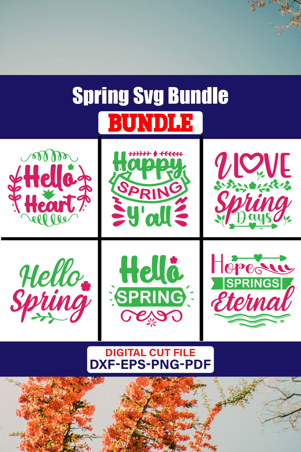 Spring T-shirt Design Bundle Vol-10 pinterest preview image.