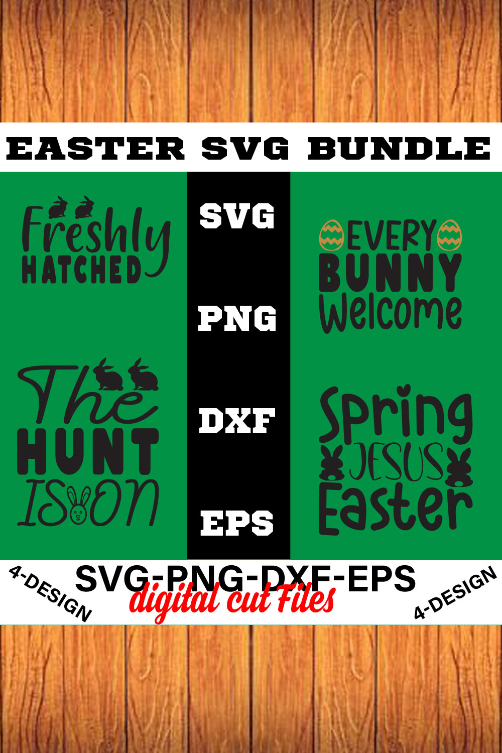 Happy Easter SVG Bundle, Easter SVG, Easter quotes, Easter Bunny svg, Easter Egg svg, Volume-04 pinterest preview image.