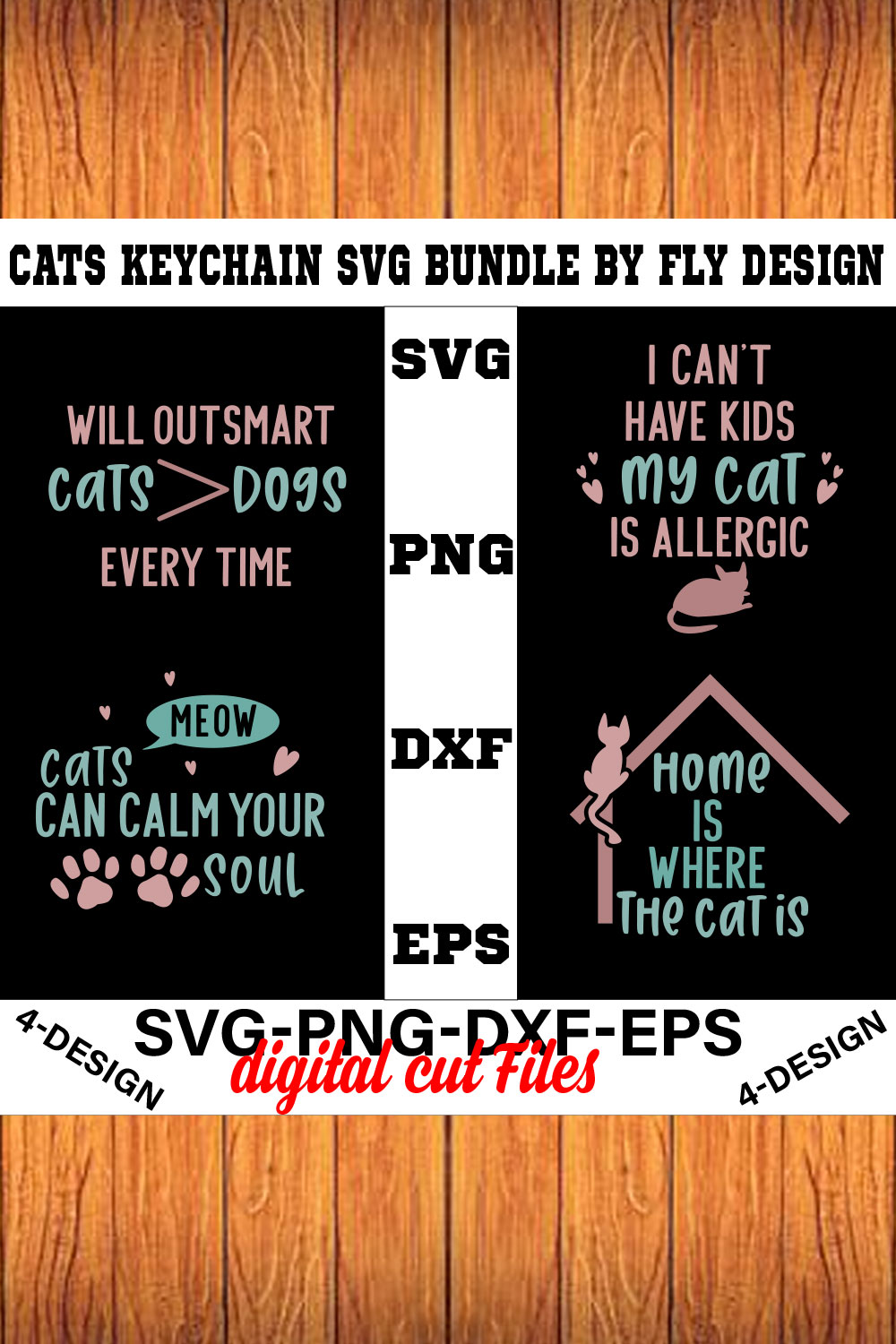 Cat SVG T-shirt Design Bundle Volume-09 pinterest preview image.