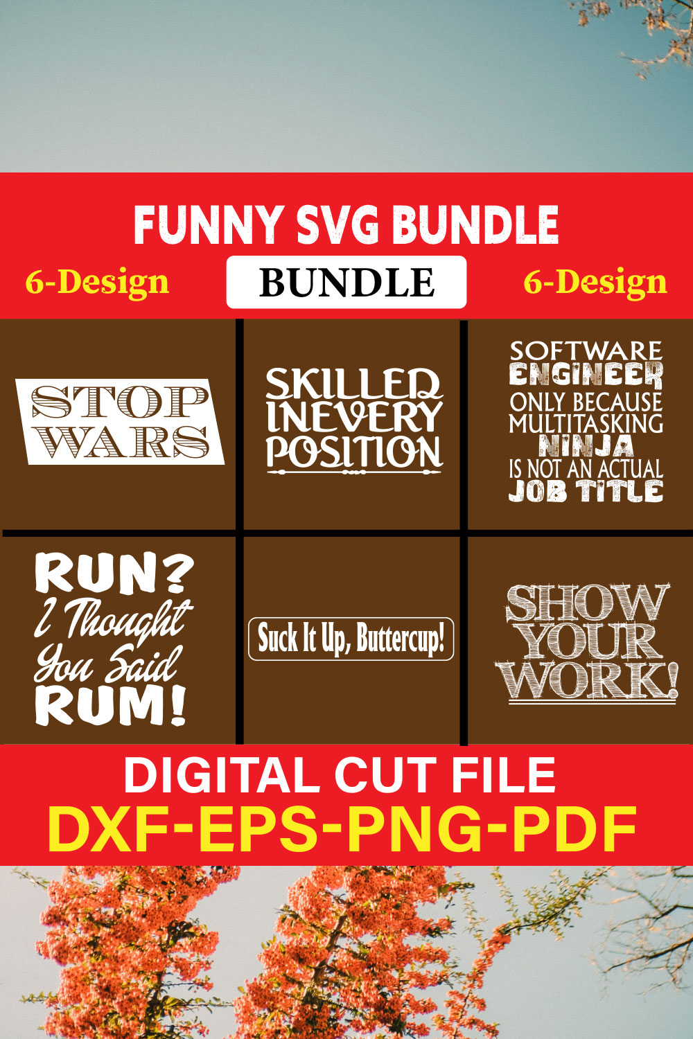 Funny SVG T-shirt Design Bundle Vol-06 pinterest preview image.