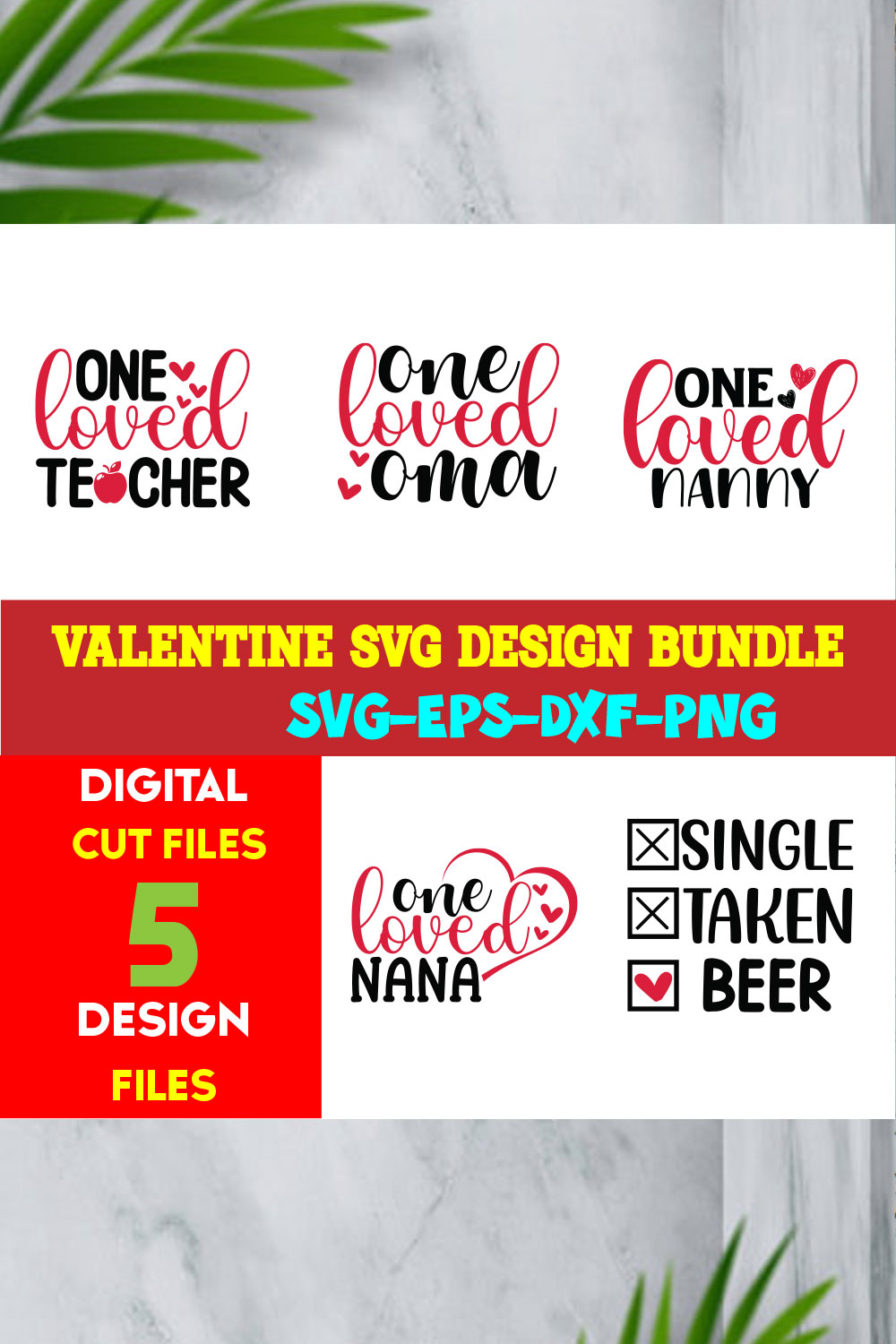 Valentine T-shirt Design Bundle Volume-06 pinterest preview image.