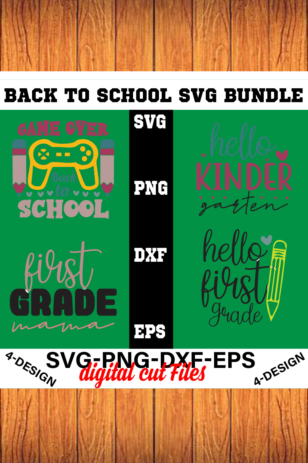 Back to School Svg T-shirt Design Bundle Volume-02 pinterest preview image.