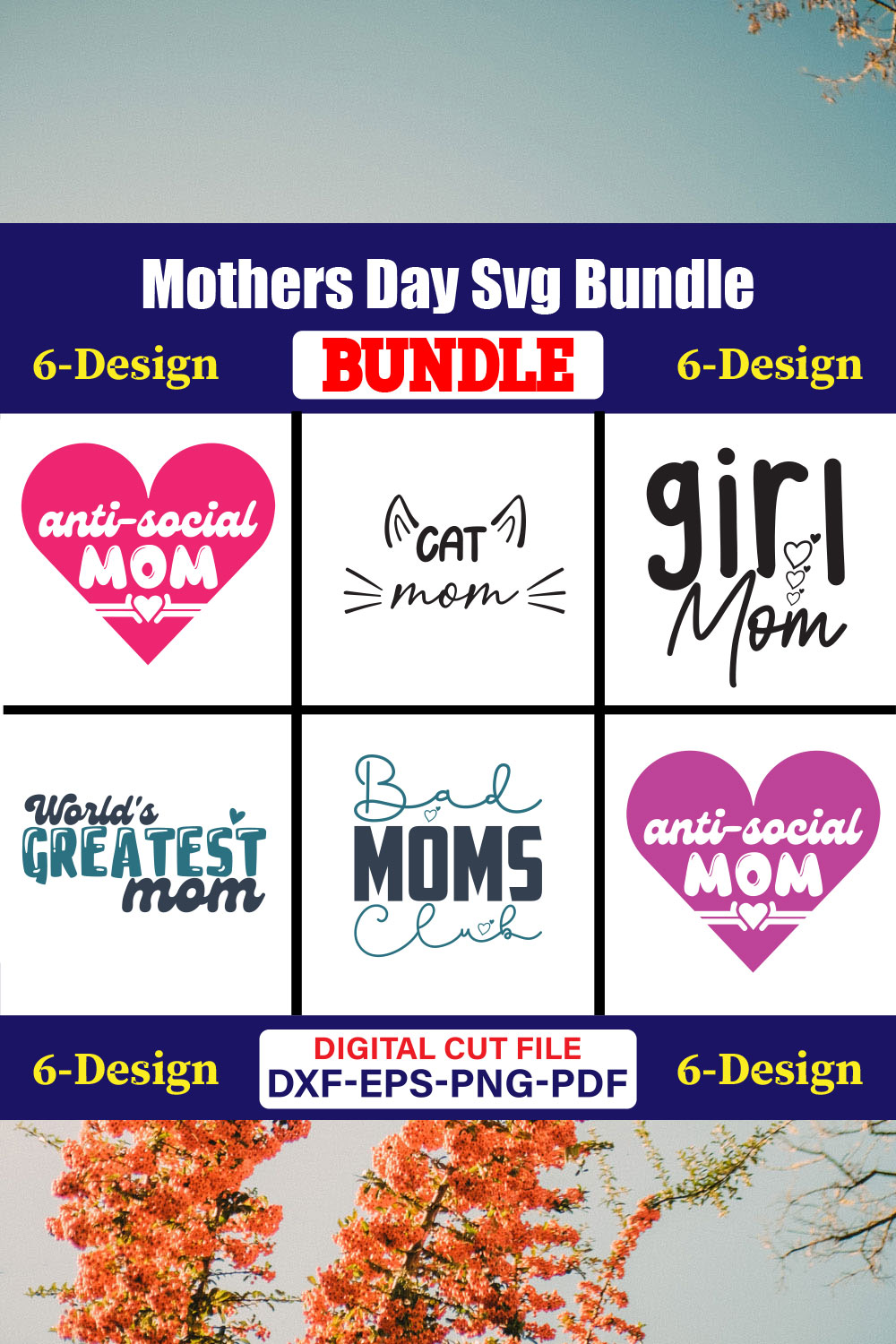 Mothers Day SVG Bundle, Mom life svg, Mama svg, Funny Mom Svg, Blessed mama svg, Mom of boys girls svg-Vol-111 pinterest preview image.