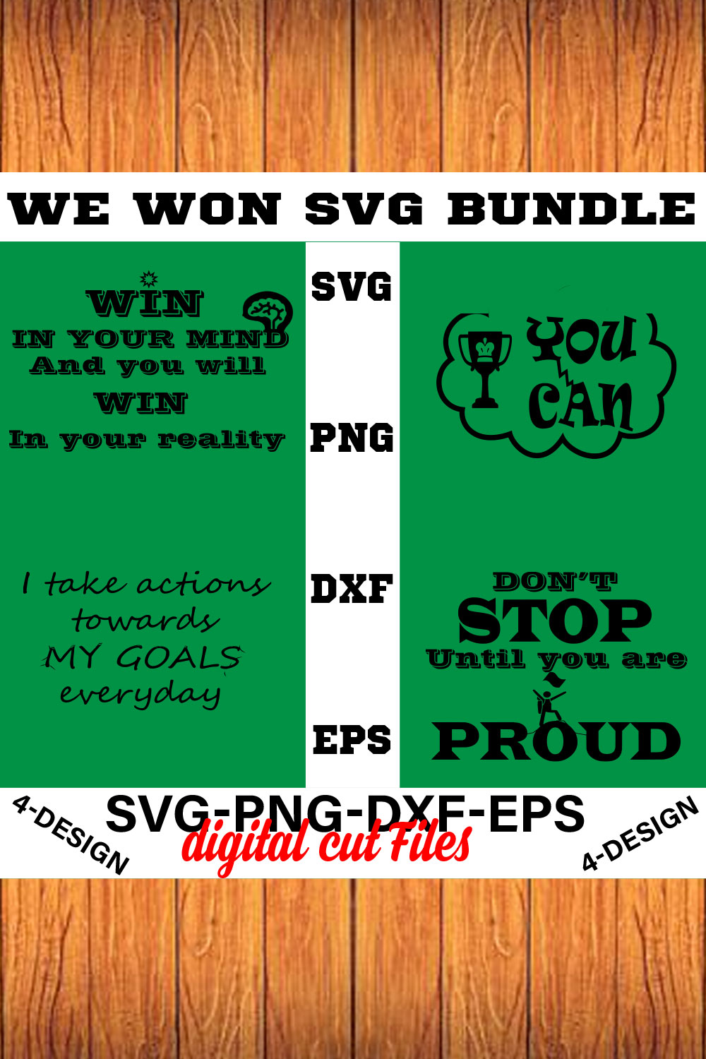 We Won SVG T-shirt Design Bundle Volume-09 pinterest preview image.