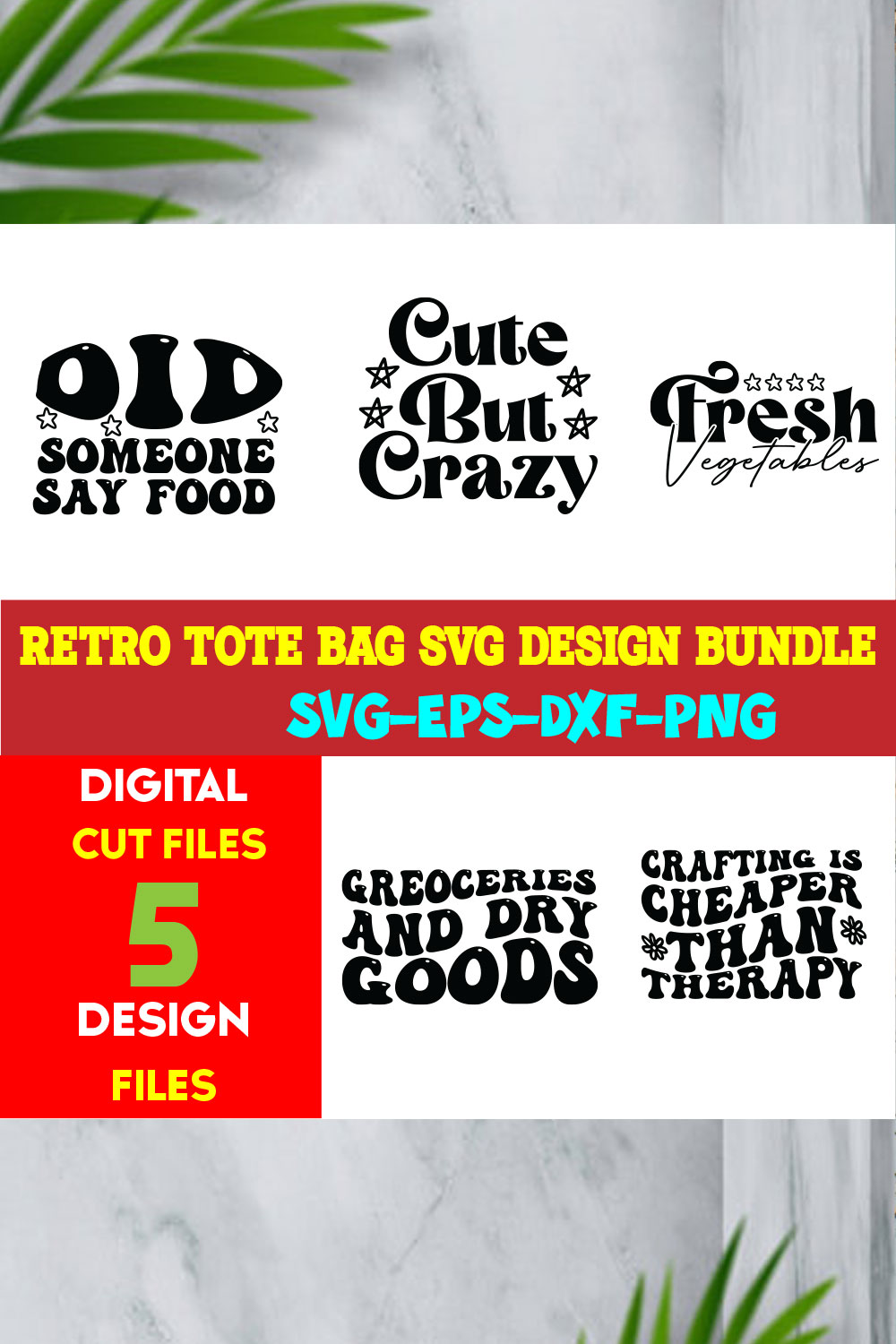 Retro Tote Bag T-shirt Design Bundle Volume-01 pinterest preview image.