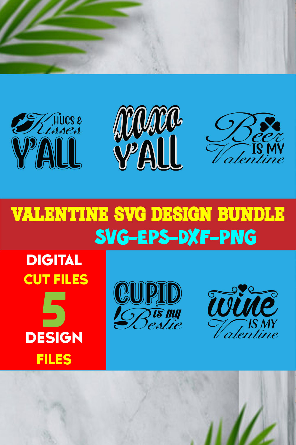 Valentine T-shirt Design Bundle Volume-02 pinterest preview image.