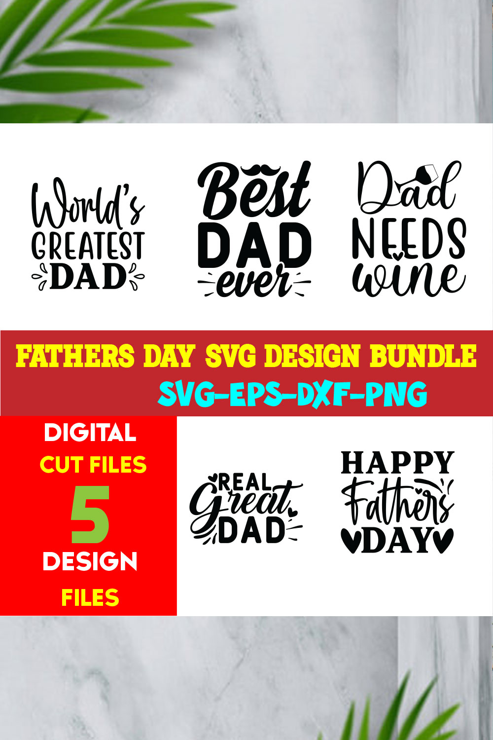 Fathers Day T-shirt Design Bundle Volume-02 pinterest preview image.