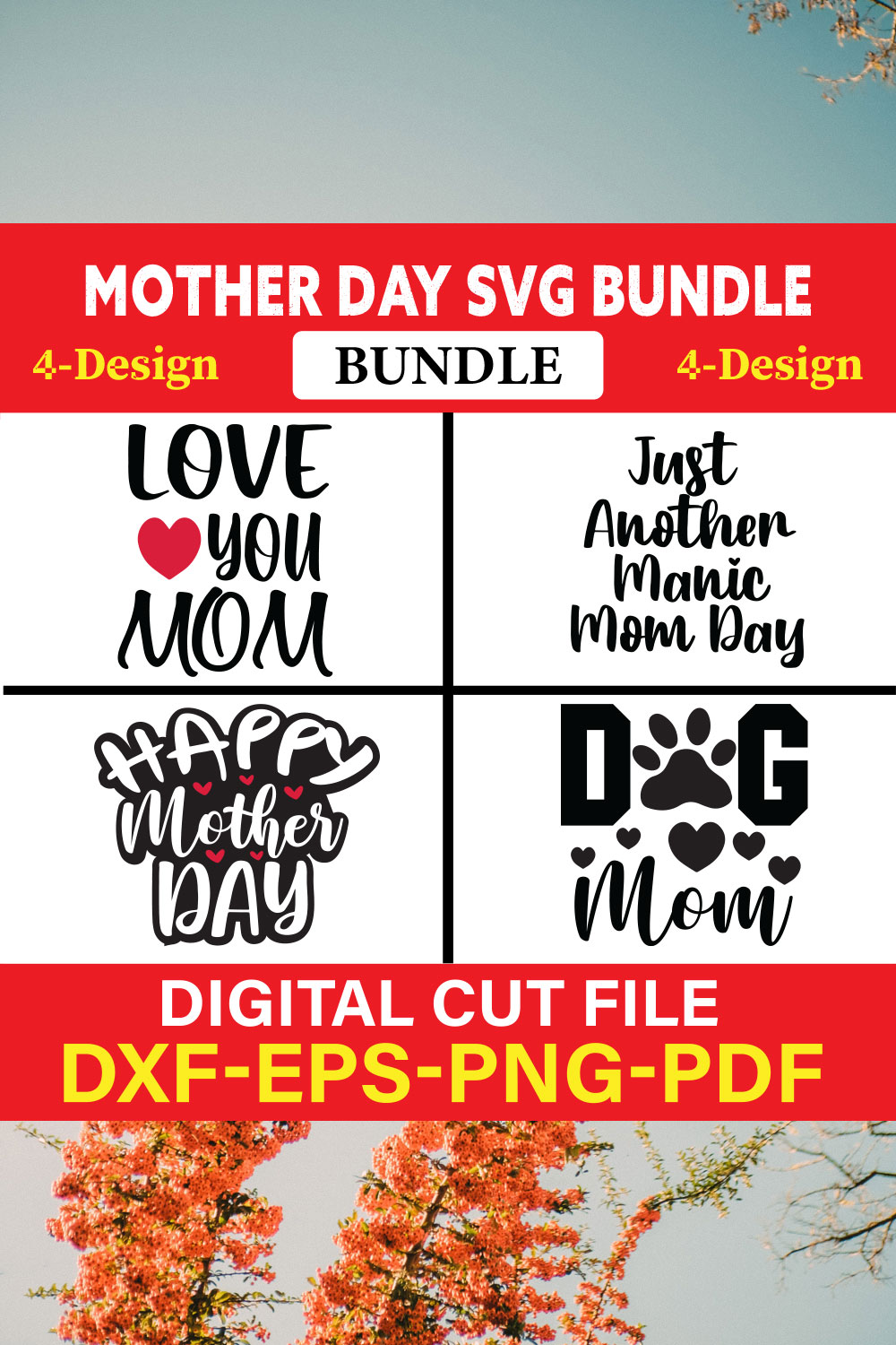 Mothers Day T-shirt Design Bundle Vol-31 pinterest preview image.