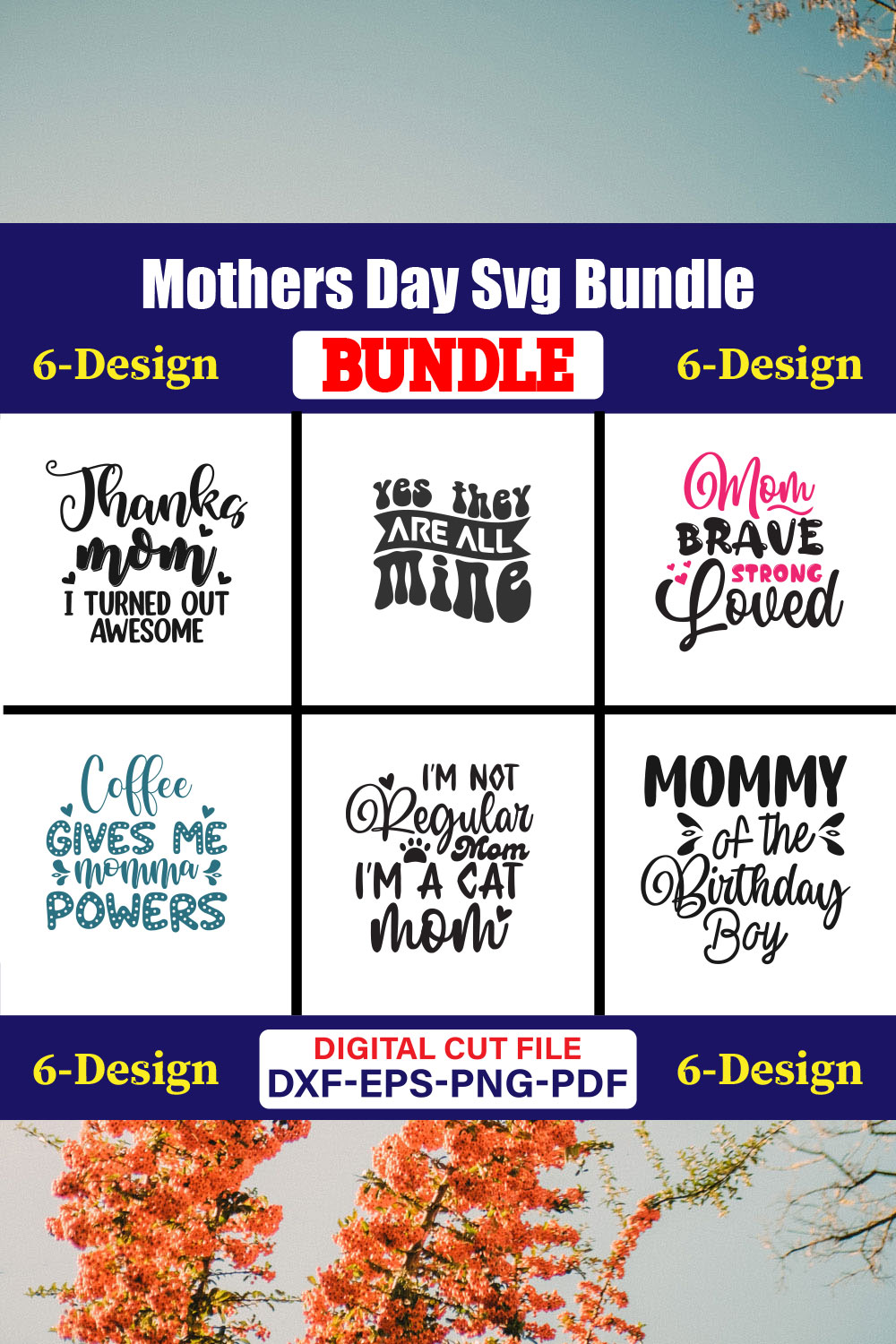 Mothers Day SVG Bundle, Mom life svg, Mama svg, Funny Mom Svg, Blessed mama svg, Mom of boys girls svg-Vol-131 pinterest preview image.