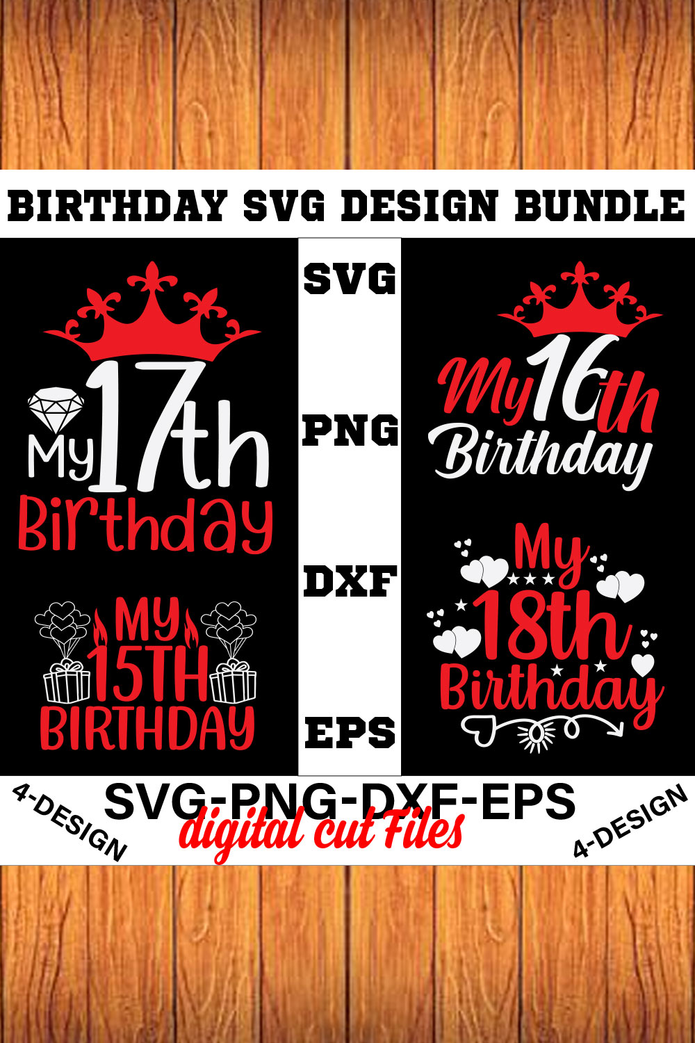 birthday svg design bundle Happy birthday svg bundle hand lettered birthday svg birthday party svg Volume-28 pinterest preview image.