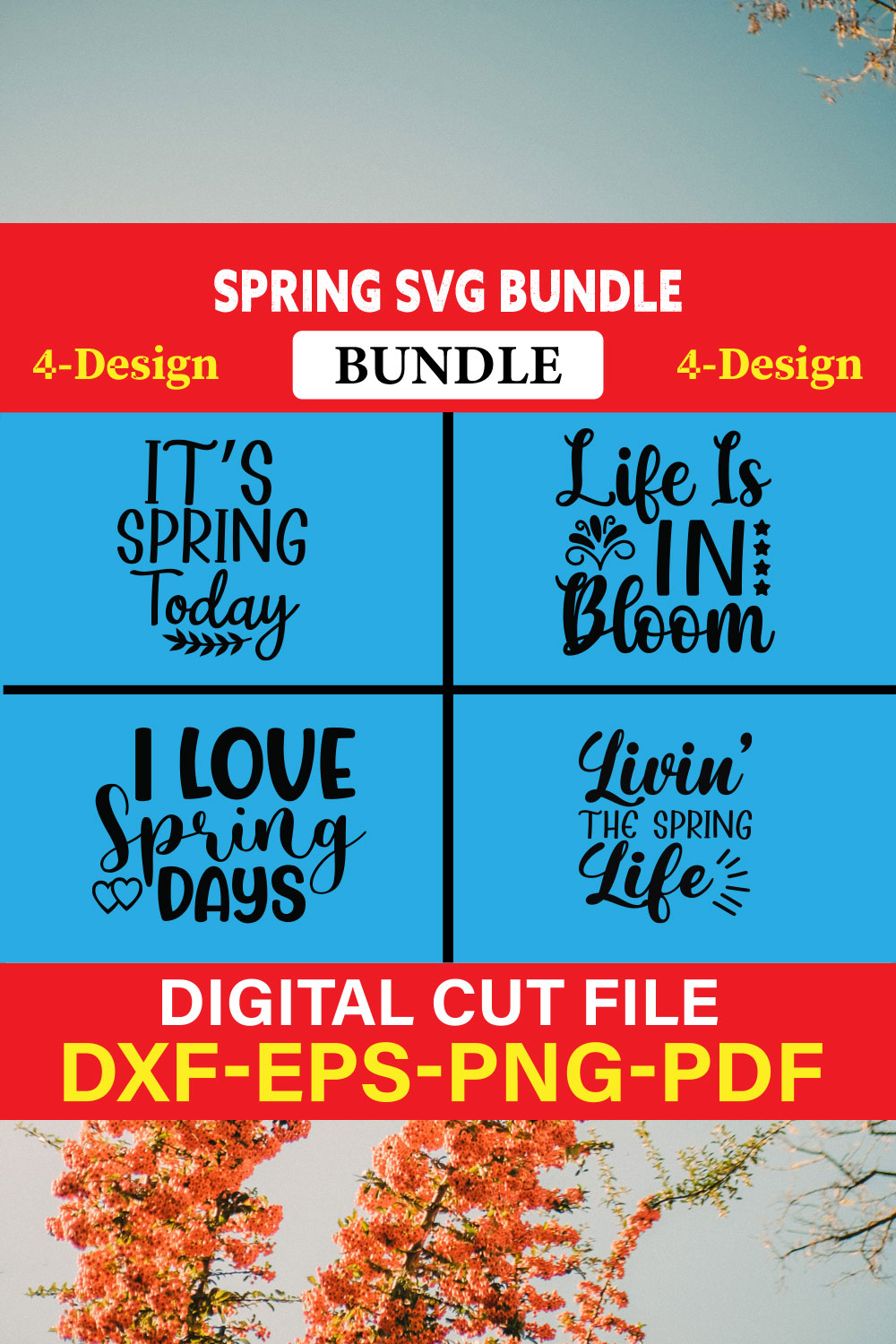 Spring T-shirt Design Bundle Vol-3 pinterest preview image.